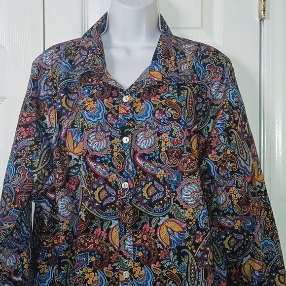 Lands' End No Iron  Supima paisley button-down long sleeve shirt Sz 24W NWOT - Picture 3 of 8